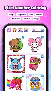 Pixel Number Cute Coloring screenshot 1